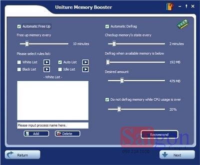 Phần mềm tăng tốc Ram Uniture Memory Booster