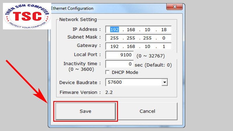 Sau đó nhập các thông số IP address, Subnet Mask và Gateway cho mạng bạn đang xài và nhấn Save.