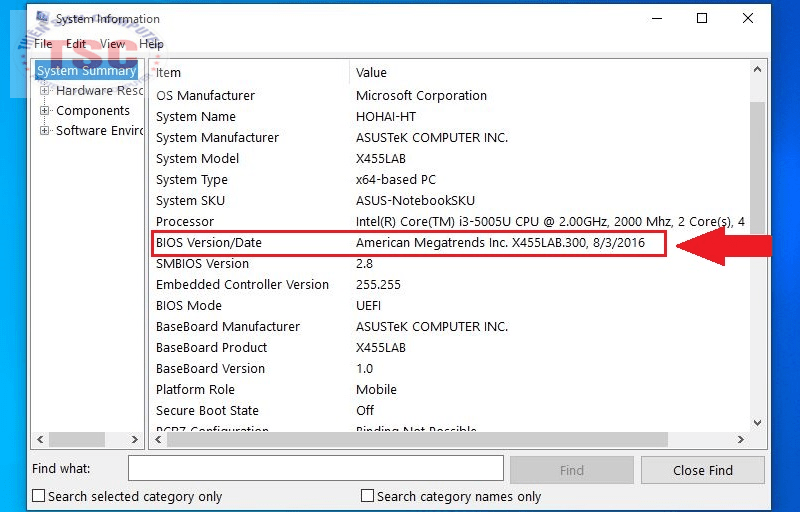 Kiểm tra các tin trong phần BIOS Version/Date > Truy cập vào trang chủ
