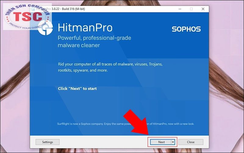 Tiến hành cài đặt HitmanPro và chọn Next để cài đặt HitmanPro.