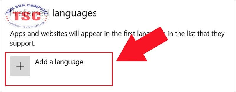 Nhấn dấu + Add a language.