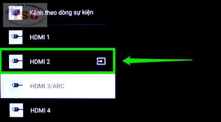Bạn chọn nguồn tín hiệu trên TV để hiển thị đầu vào HDMI