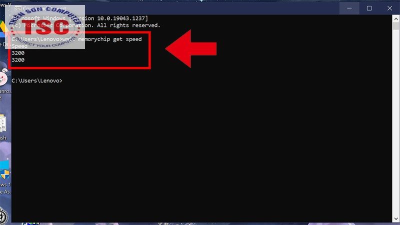 Sau khi windows nhận được lệnh, CMD sẽ hiển thị thông số bus RAM của máy tính.