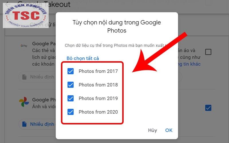 Bạn lựa chọn Album muốn tải về lưu trong Google Photos.