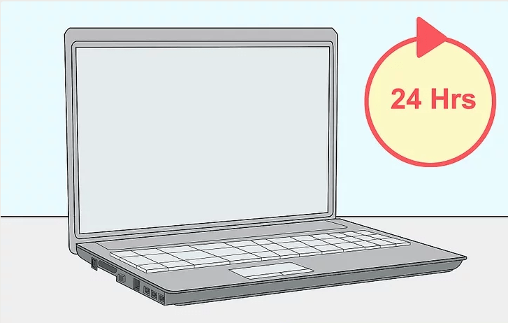 Hãy để laptop của bạn khô ít nhất 24h trước khi lắp máy.