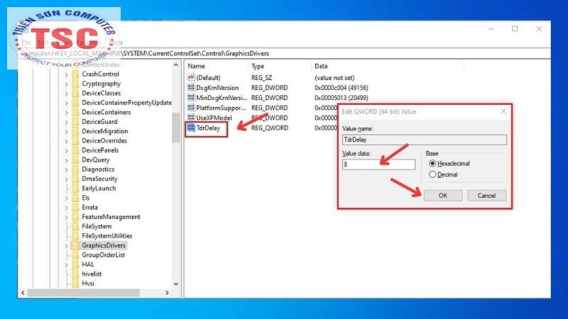 Đặt tên cho value mới là TdrDelay