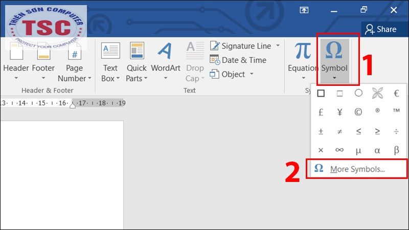 Chọn Symbol > More Symbols.