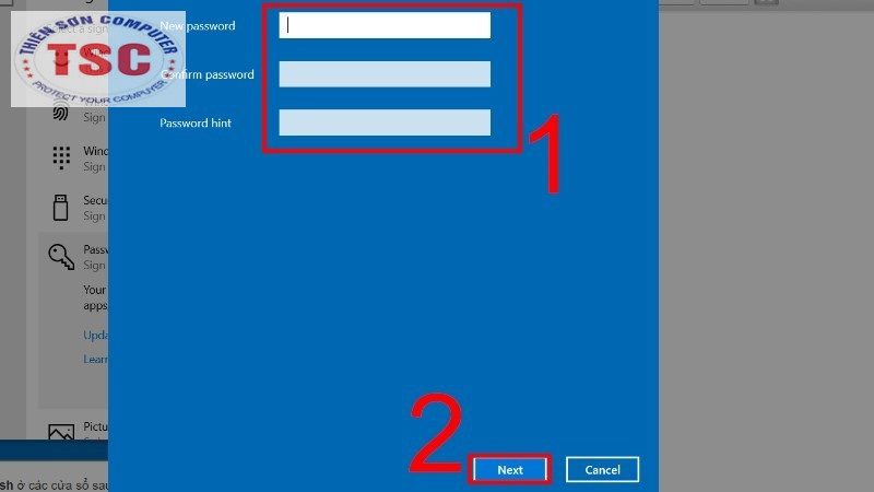Nhập mật khẩu tài khoản > Rồi chọn Next.