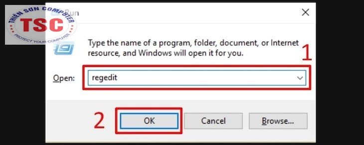 Nhấn tổ hợp phím Windows + R > nhập "regedit:> OK