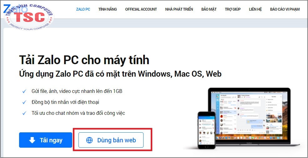 Bạn truy cập vô trang chủ zalo rồi lựa chọn đăng nhập bằng Dùng bản Web nếu bạn dùng máy tính.