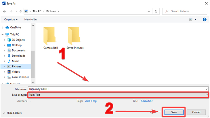 Tại cửa sổ Save as bạn chọn Plain Text ở mục Save as Type rồi bạn chọn Save.