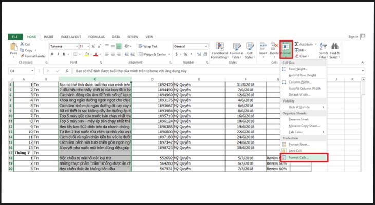 Bạn nhấn chọn ô cần xuống dòng rồi nhấn tổ hợp phím Ctrl + 1 là được