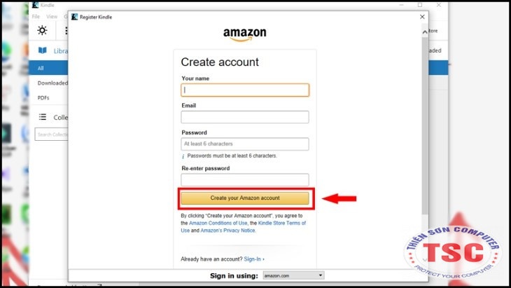 Nhấp vô Create your Amazon account. thêm lần nữa.