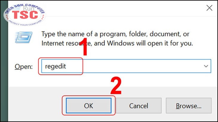 Nhấn tổ hợp phím windows + R > Gõ Regedit > OK.