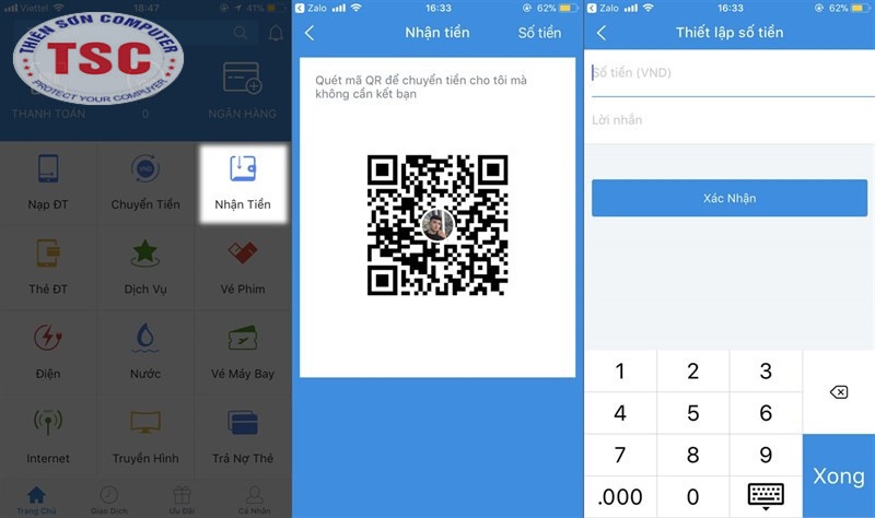 Người nhận tiền được cấp 1 mã QR Code khi truy cập tính năng Nhận tiền tại Trang chủ.