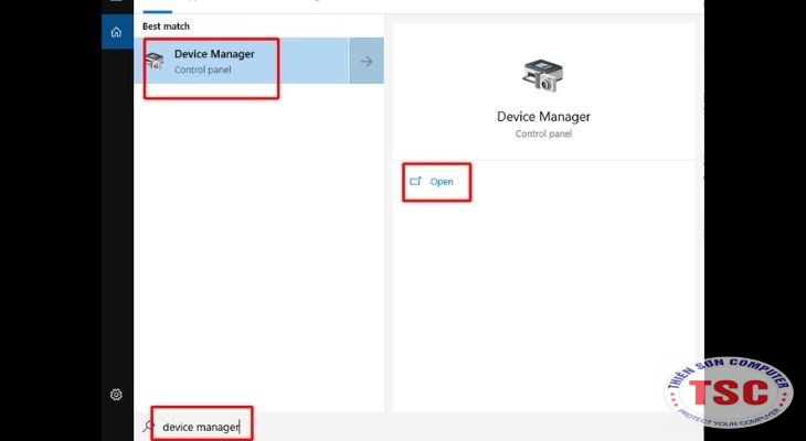 Nhập từ khóa" device manager" vô ô tìm kiếm rồi chọn Device Manager.