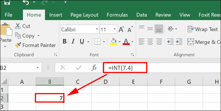 Cách sử dụng để lấy phần nguyên bằng hàm INT trong Excel