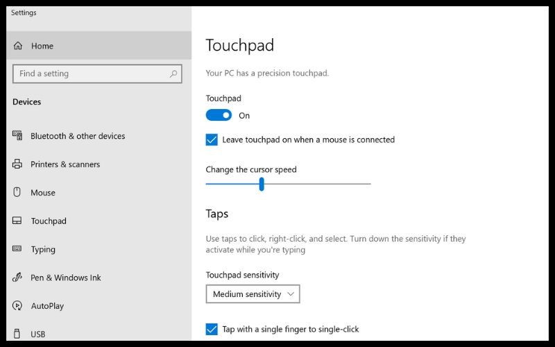 Nhấn chuyển thanh trượt tại mục Touchpad thành chế độ Off để tắt chuột cảm ứng.