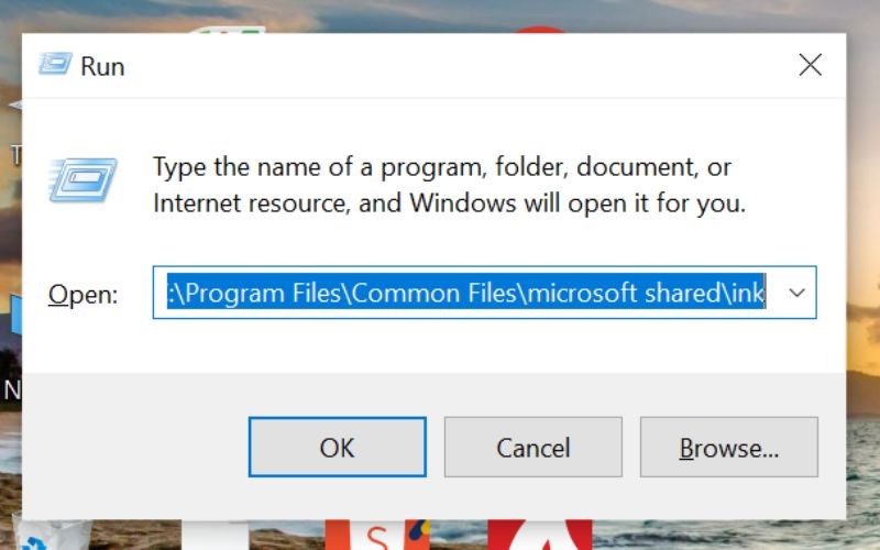Gõ địa chỉ: "C:\Program Files\Common Files\microsoft shared\ink" > Enter > Cuộn tìm TabTib.exe