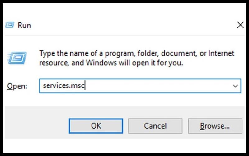 Nhấn tổ hợp phím Windows + R để mở cửa sổ Run > Gõ lệnh "services.msc"